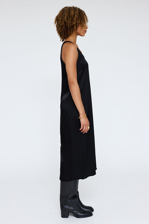 Pebble Satin Black Koda Midi Dres