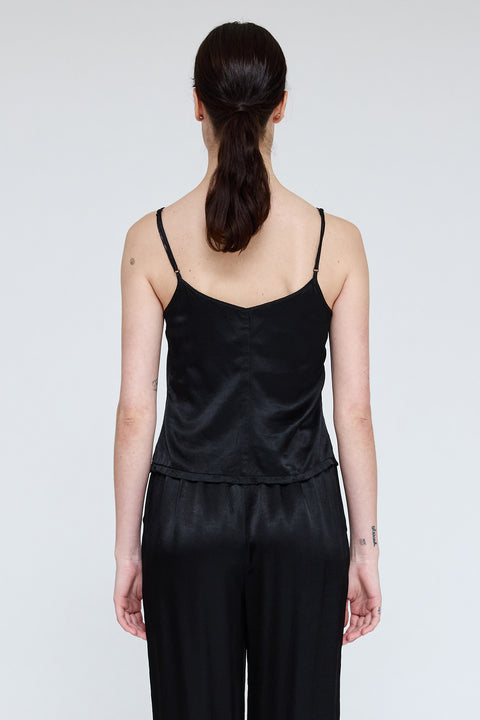 Pebble Satin Black Mona Cropped Cami View 4