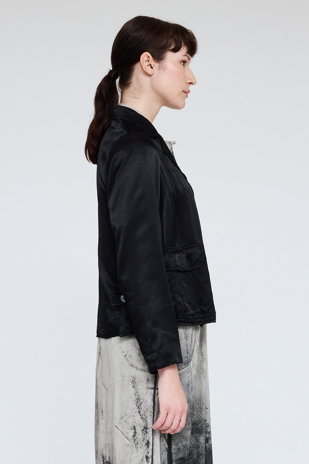 Pebble Satin Black Petite Glassel Blazer