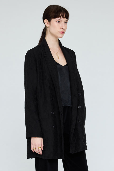 Crinkle Satin Black Beau Blazer