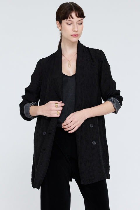 Crinkle Satin Black Beau Blazer