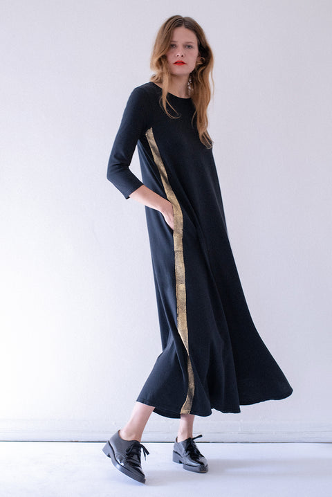 Black Gold Stripe Drama Maxi