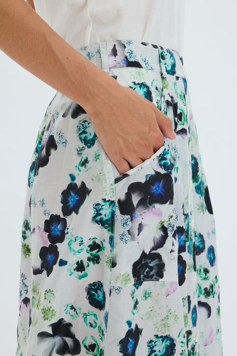 Silk Voile White Floral Franklin Skirt View 5