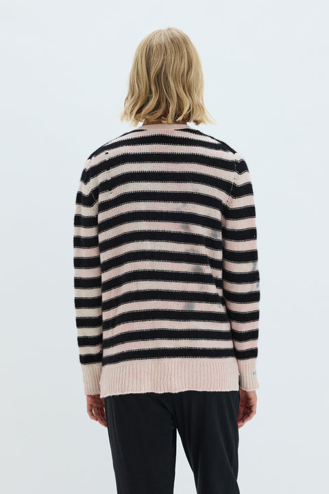 Cashmere Stripe Pink Evans Cardigan Raquel Allegra