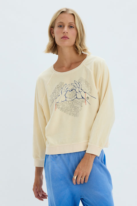 Velour Sand Muse Graphic Sweatshirt