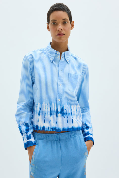 Blue Cropped Painter Shirt