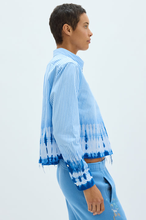 Blue Cropped Painter Shirt