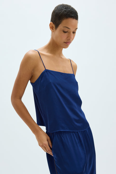 Pebble Satin Navy Crescent Cami