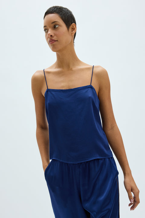 Pebble Satin Navy Crescent Cami