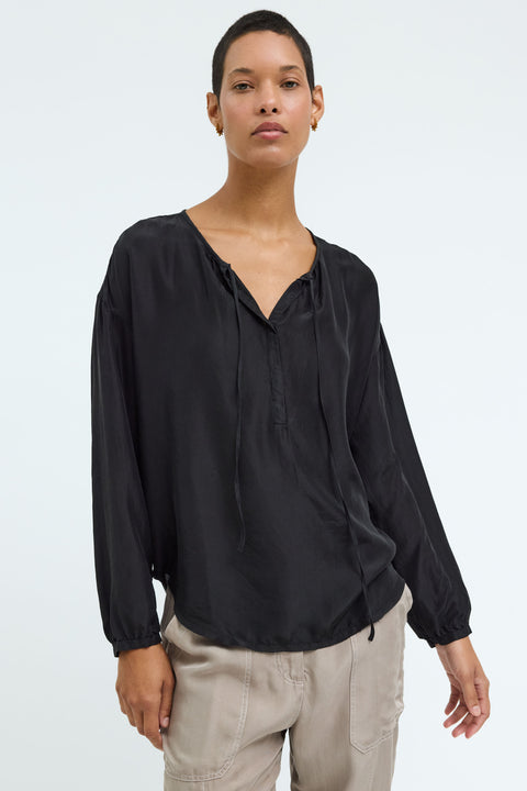 Silk Black Poet Blouse View 1