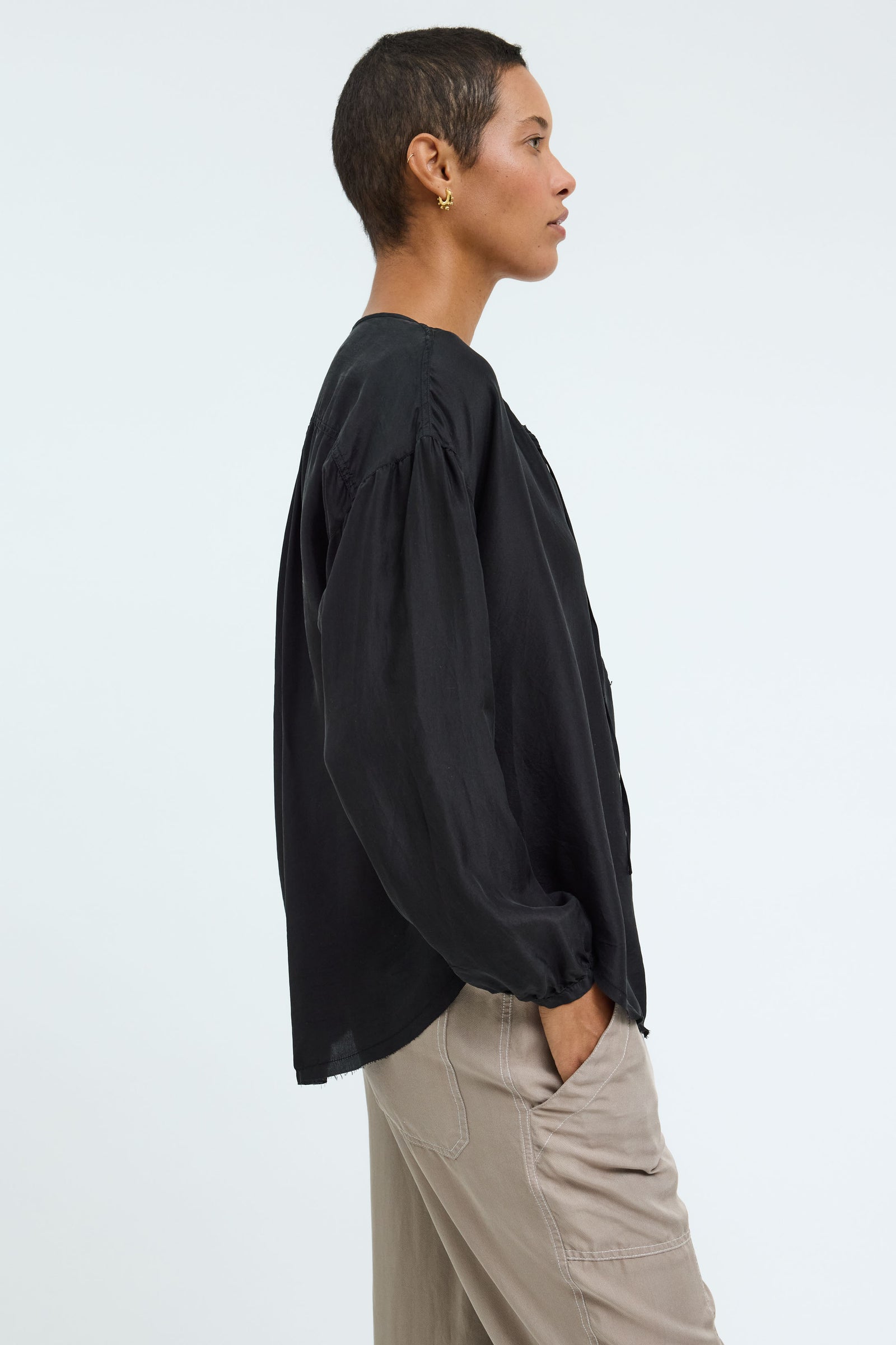 Silk Black Poet Blouse