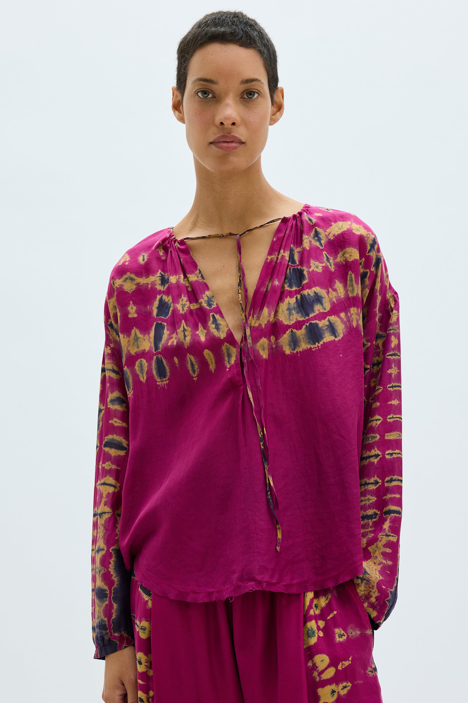 Silk Medley Fuchsia Poet Blouse – Raquel Allegra