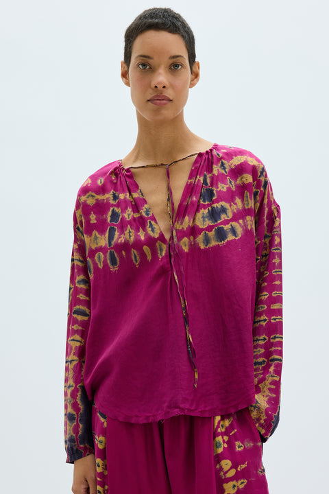 Silk Medley Fuchsia Poet Blouse