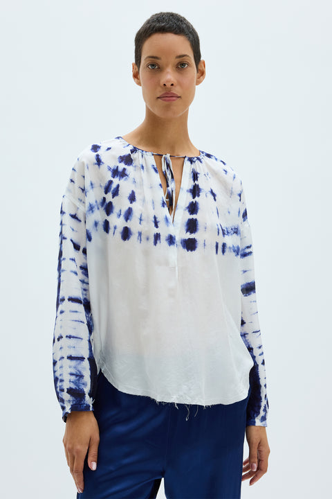 Silk Medley Washed White Poet Blouse