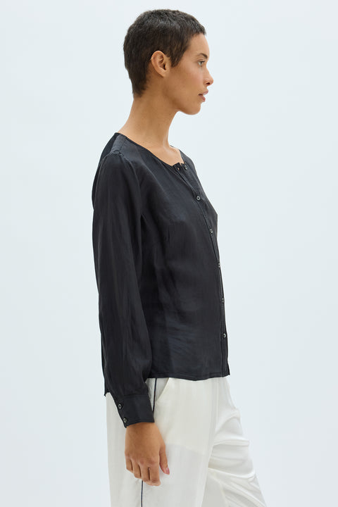 Silk and Jersey Black Dane Top