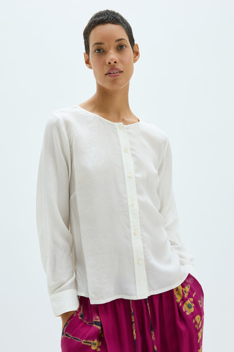 Silk and Jersey Ivory Dane Top