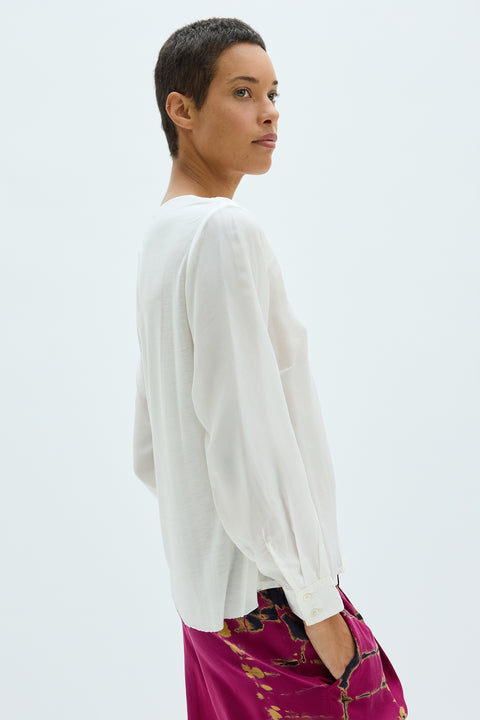 Silk and Jersey Ivory Dane Top