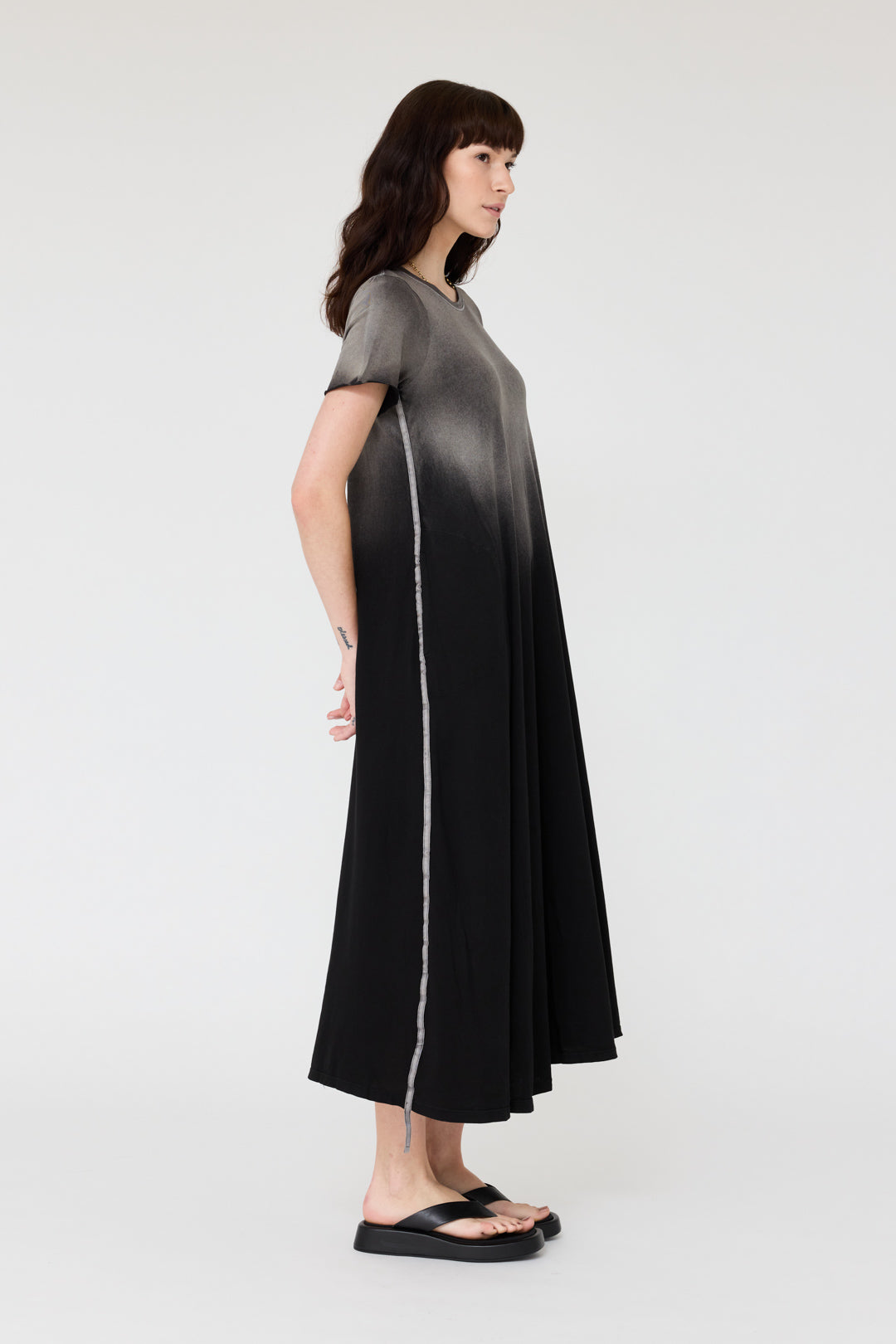 Faded Black Short Sleeve Drama Maxi RA-DRESS PREFALL'24   
