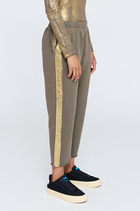 Taupe Gold Stripe Tira Sweatpant