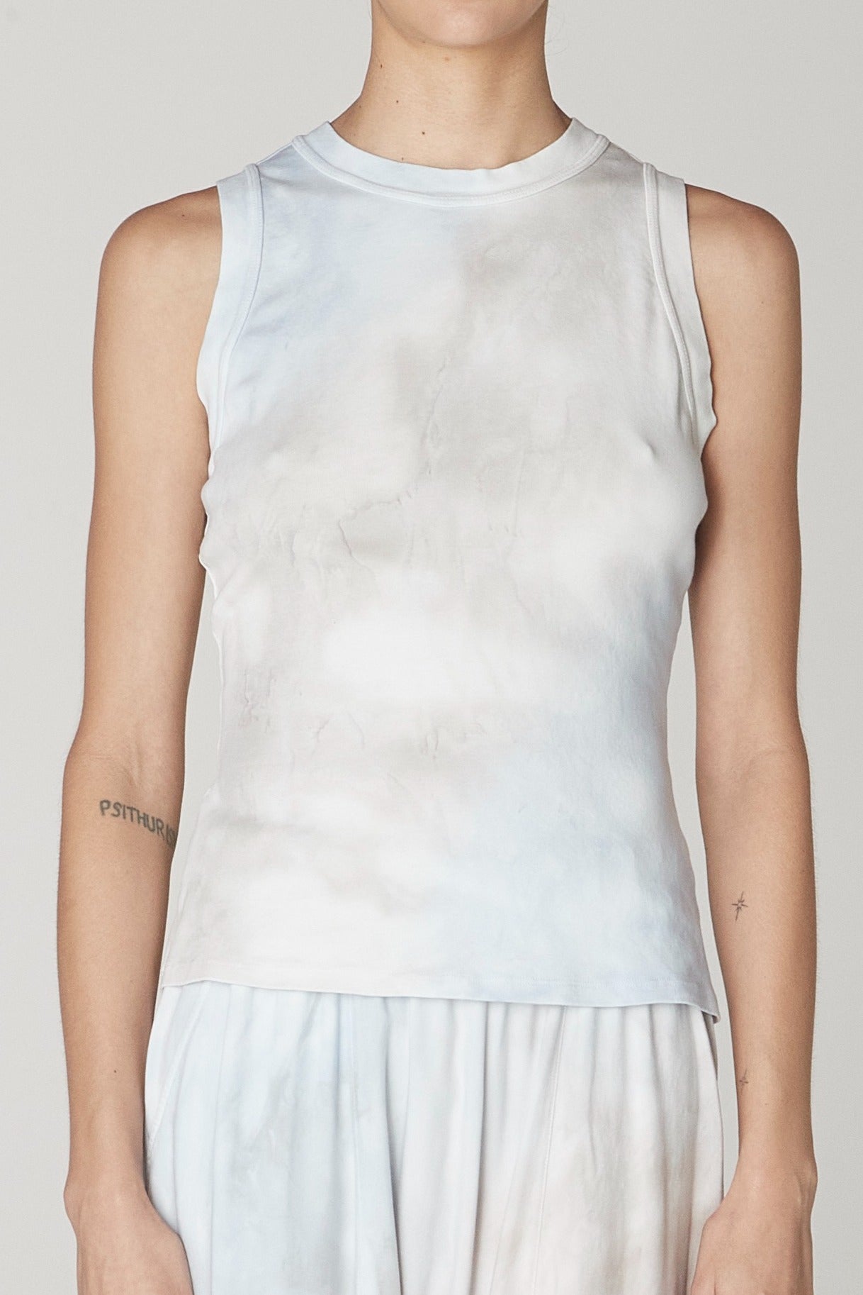 Blue Taupe Treatment Leigh Tank RA-TOP/JERSEY ARCHIVE-PREFALL'23   