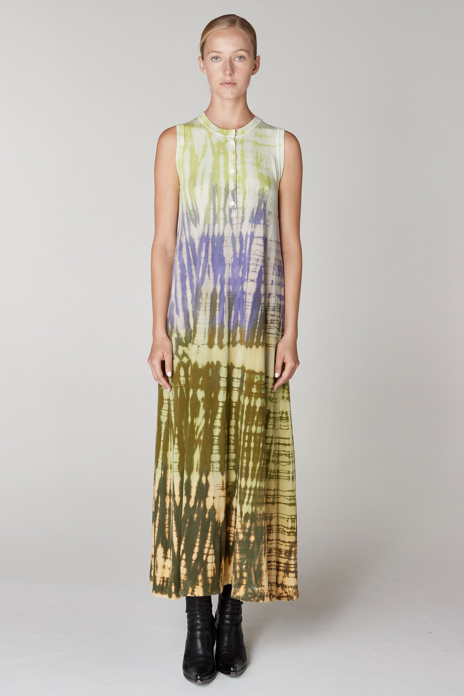Moss/Lavender Tr Sleevess Christy Dress