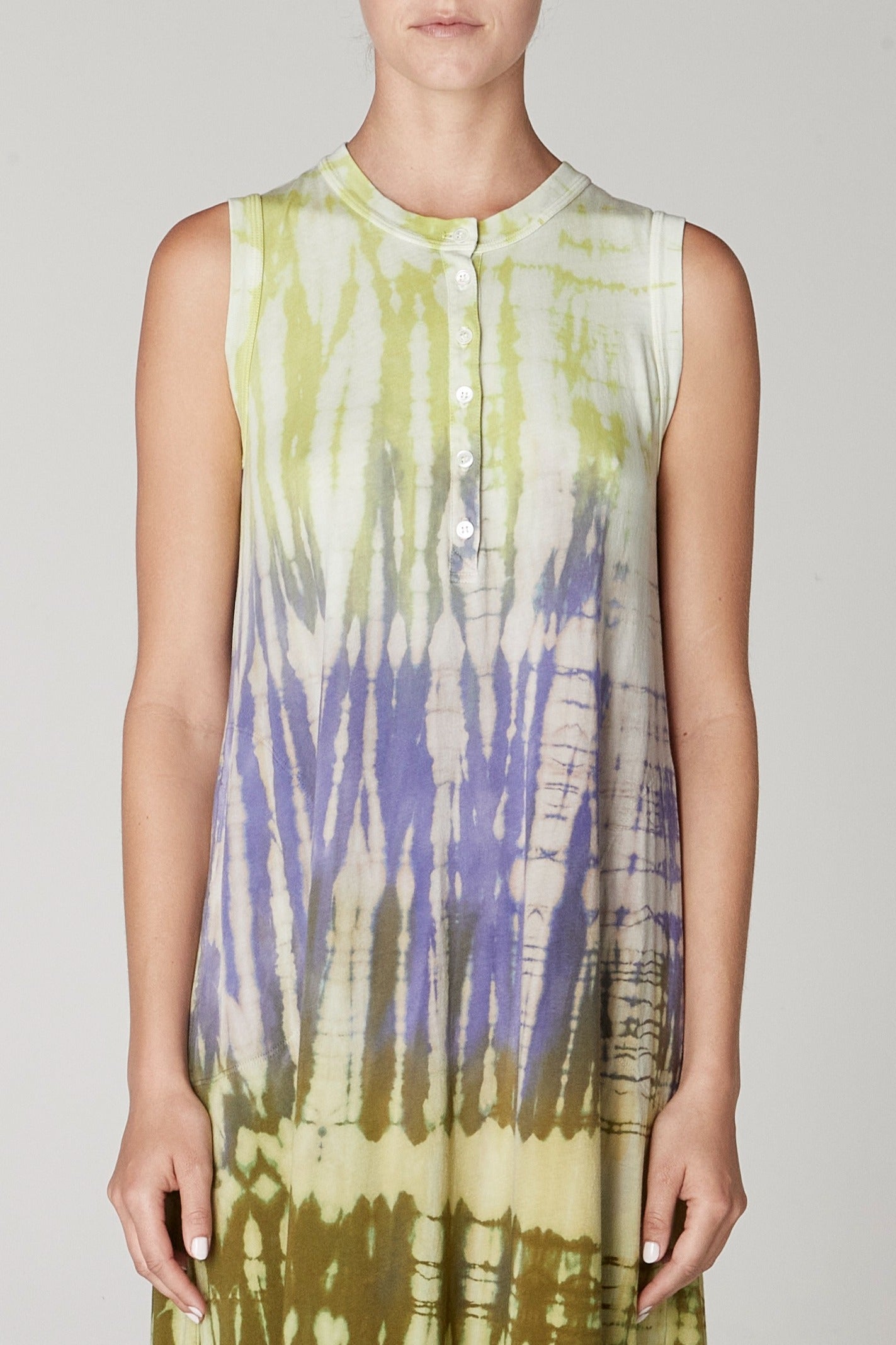 Moss/Lavender Tr Sleevess Christy Dress Close-Up