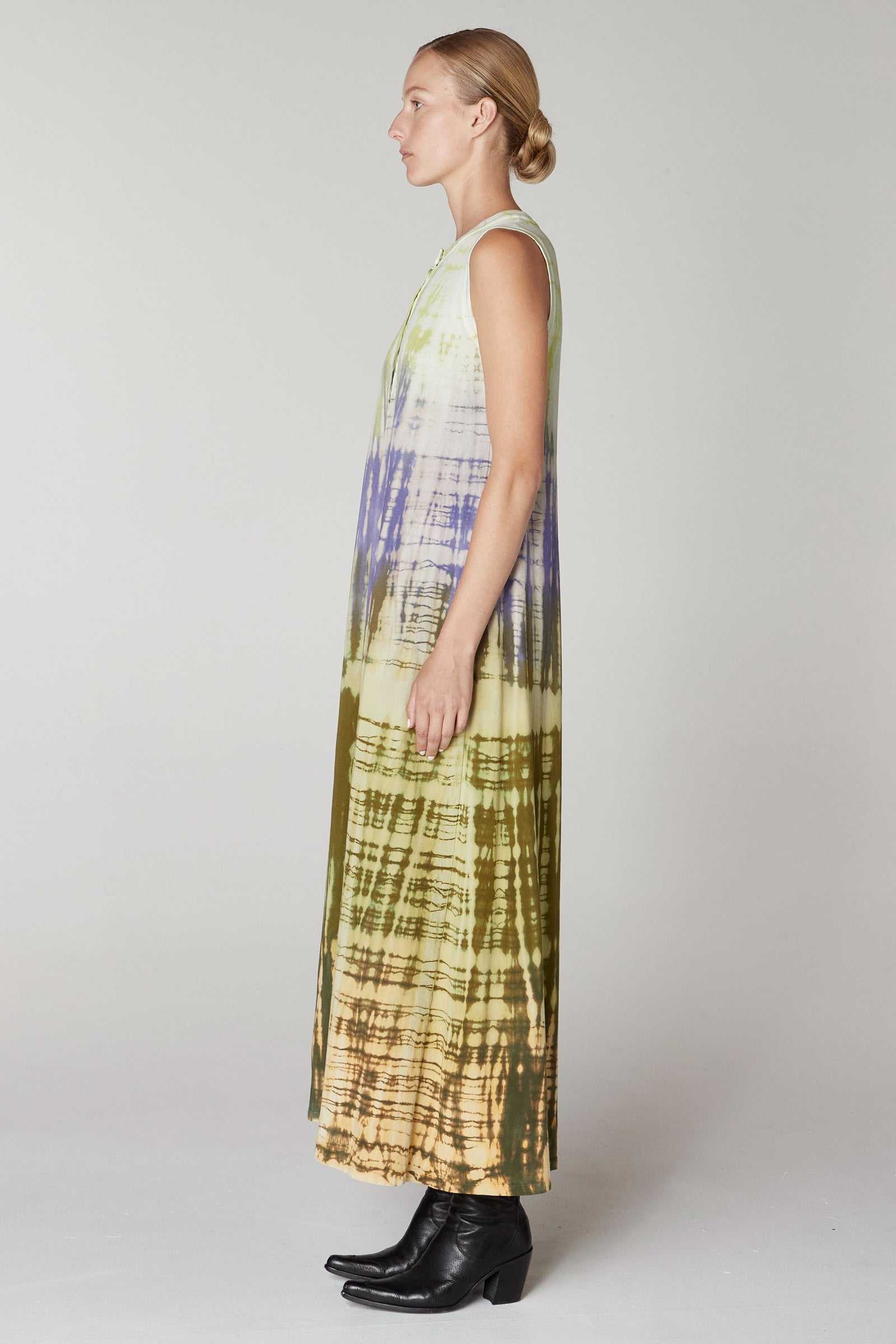Moss/Lavender Tr Sleevess Christy Dress