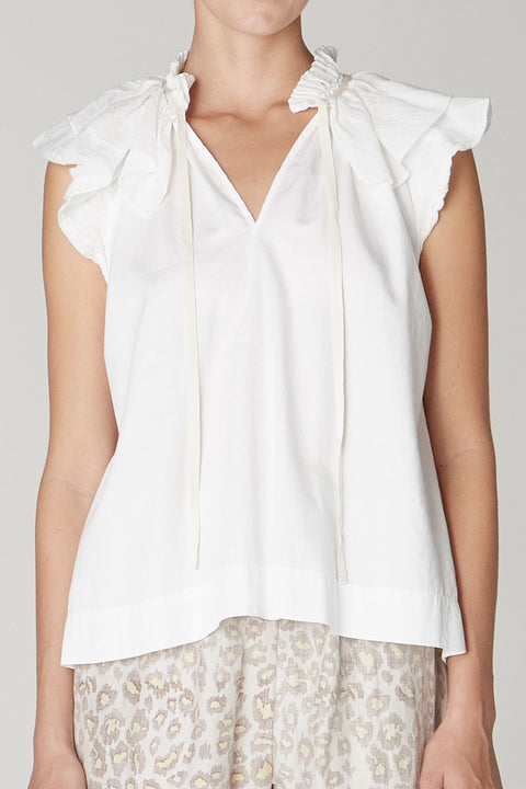 Washed White Lotus Blouse RA-TOP ARCHIVE-PREFALL'23      View 2 