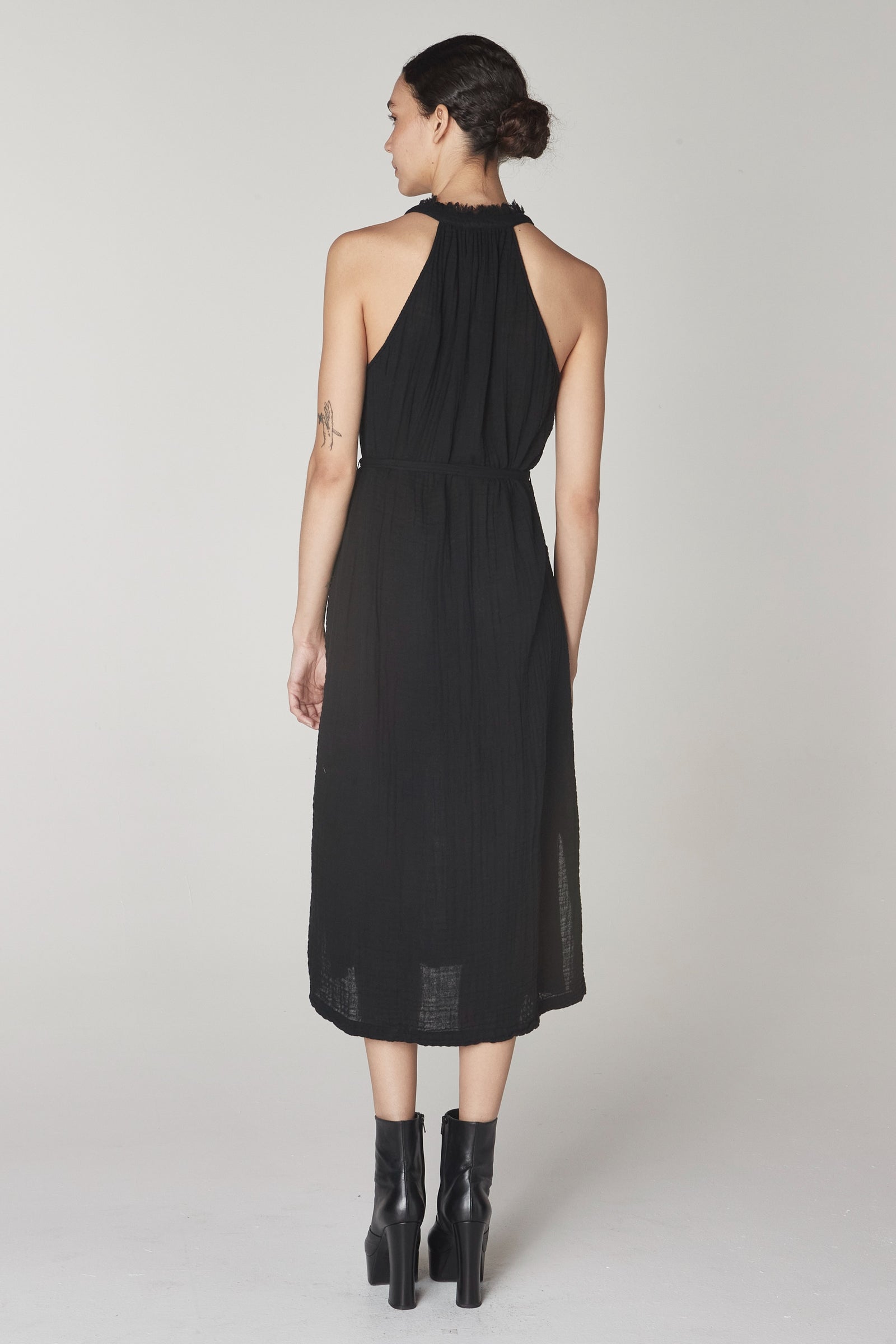 Black Halter Midi Dress
