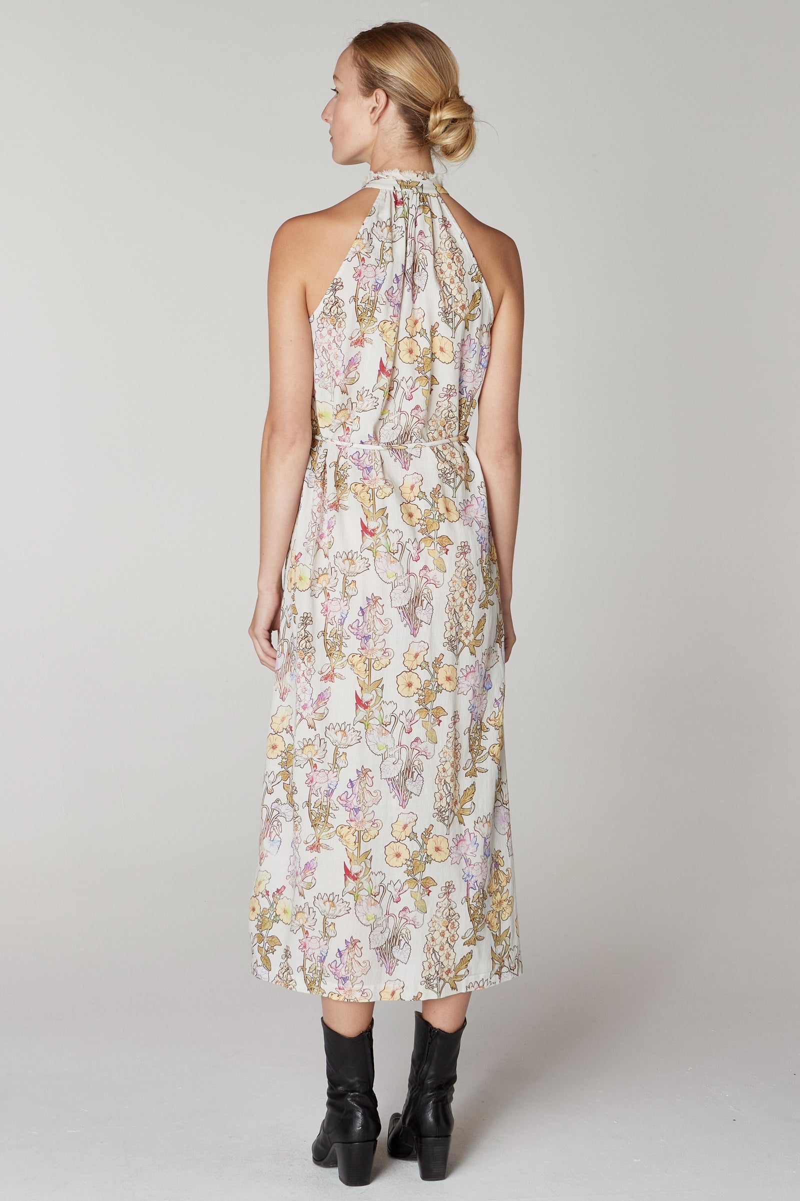 Garden Print Halter Midi Dress RA-DRESS ARCHIVE-PREFALL'23   