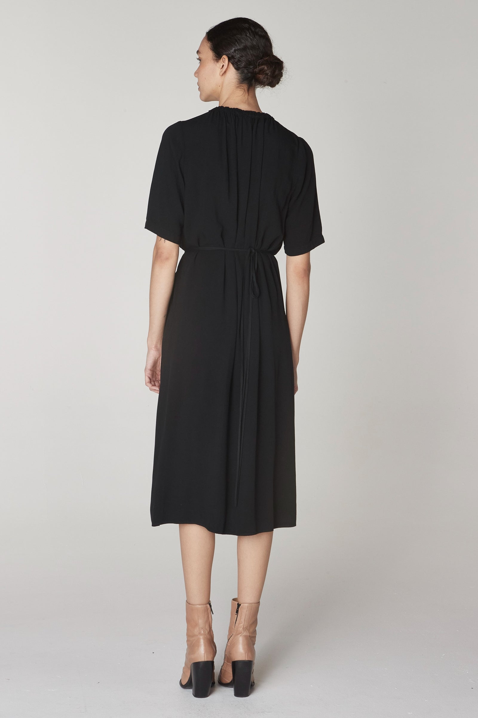 Black Short Sleeve Tatiana Dress