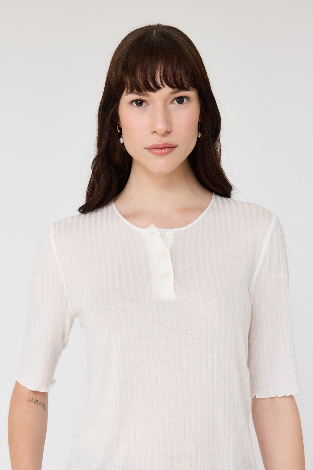 Washed White Henley Zulu Top RA-TOP PREFALL'24   