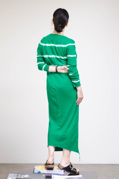 Long Sleeve Cocoon Dress Kelly Green Halo Stripe Classic Jersey