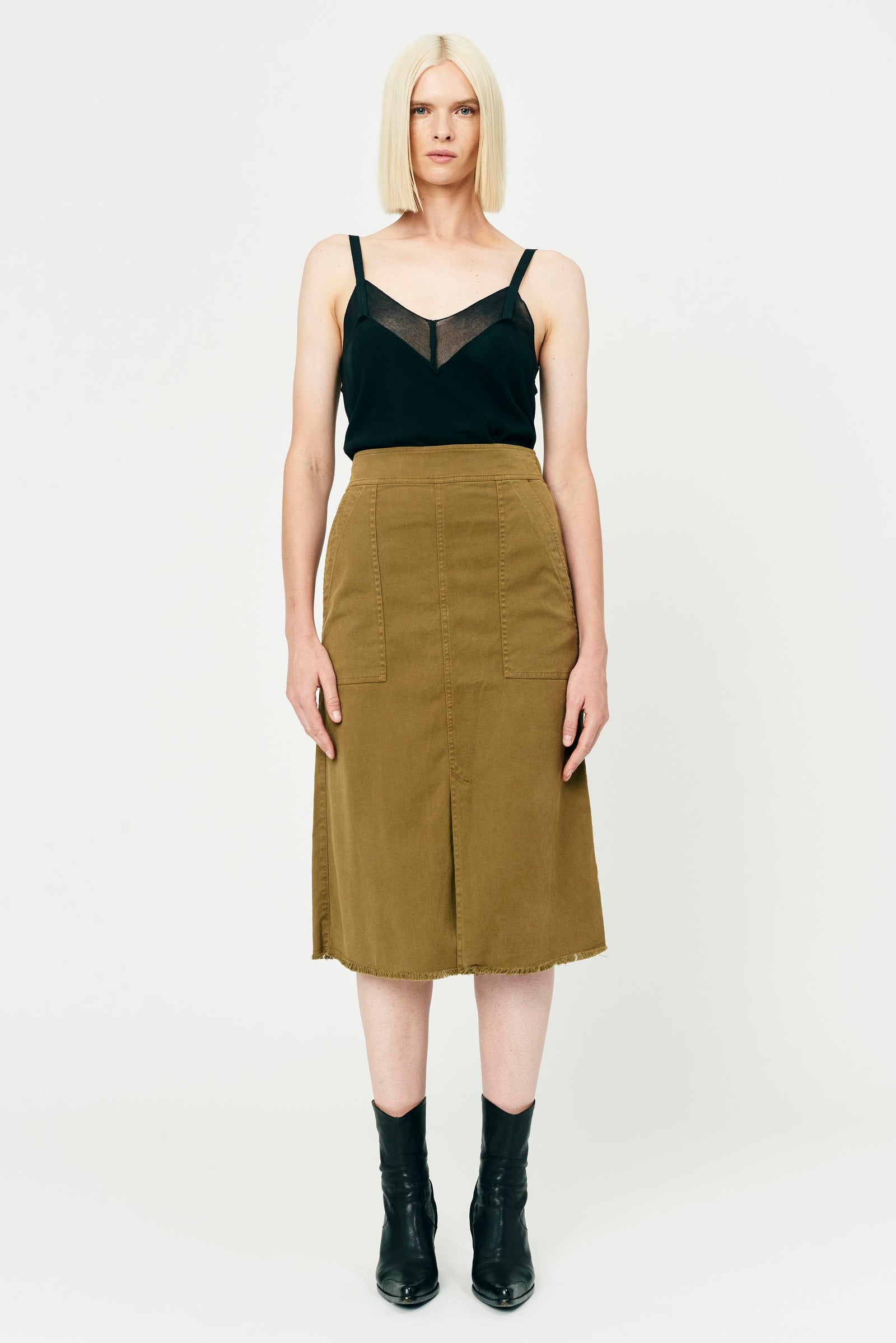 Tobacco Rancho Work Wear Skirt Full Front View