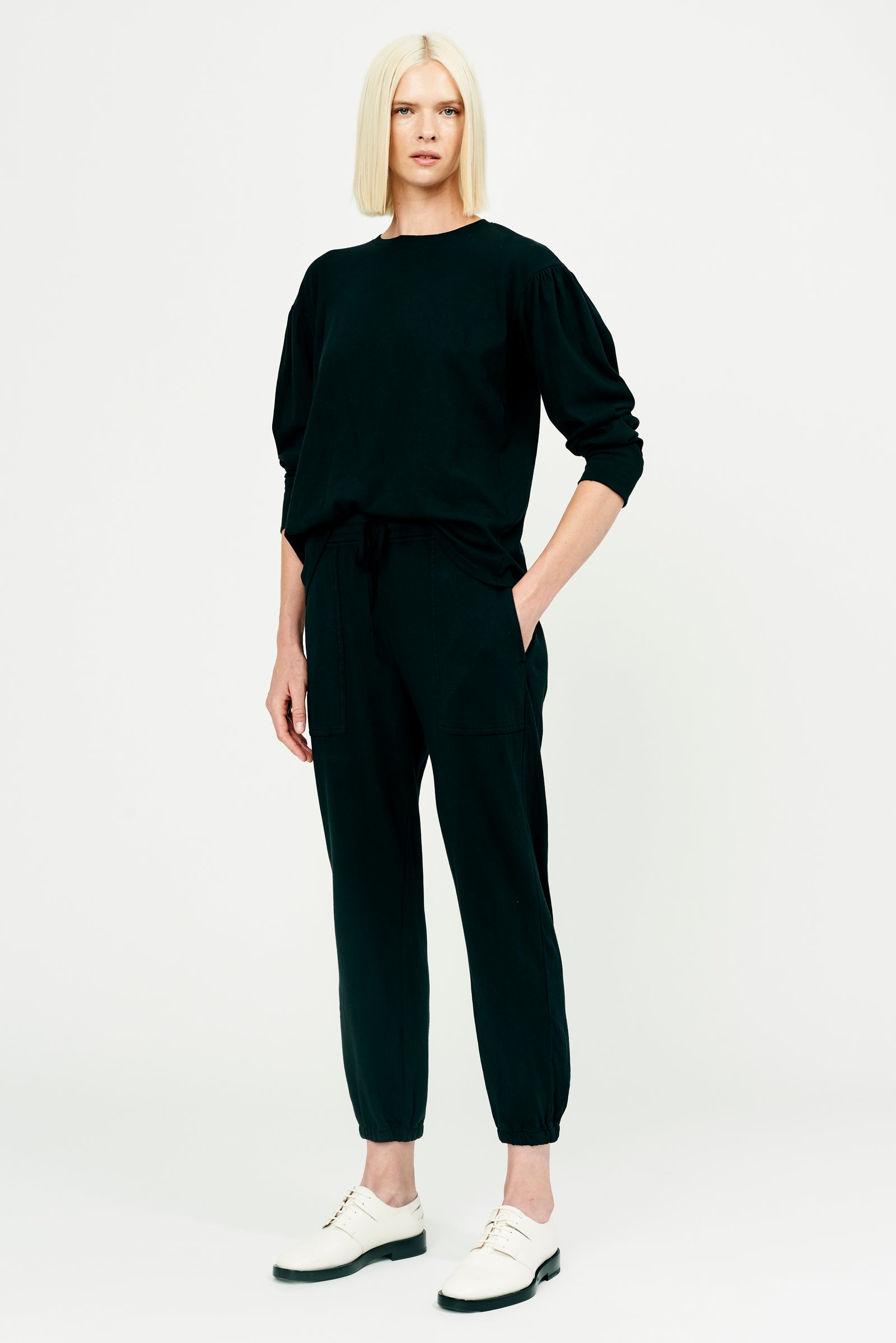 Black Classic Jersey Tracker Pant Full Side View