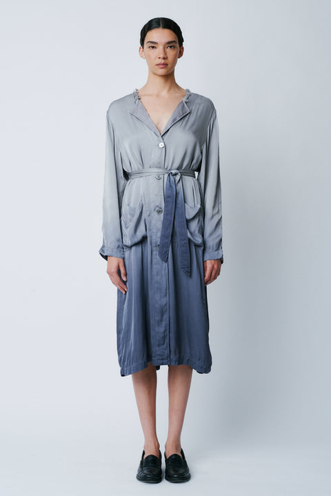 Silver Dip Dye Matte Satin Belted Trench RA-JACKET/COAT ARCHIVE-PREFALL'22      View 1 