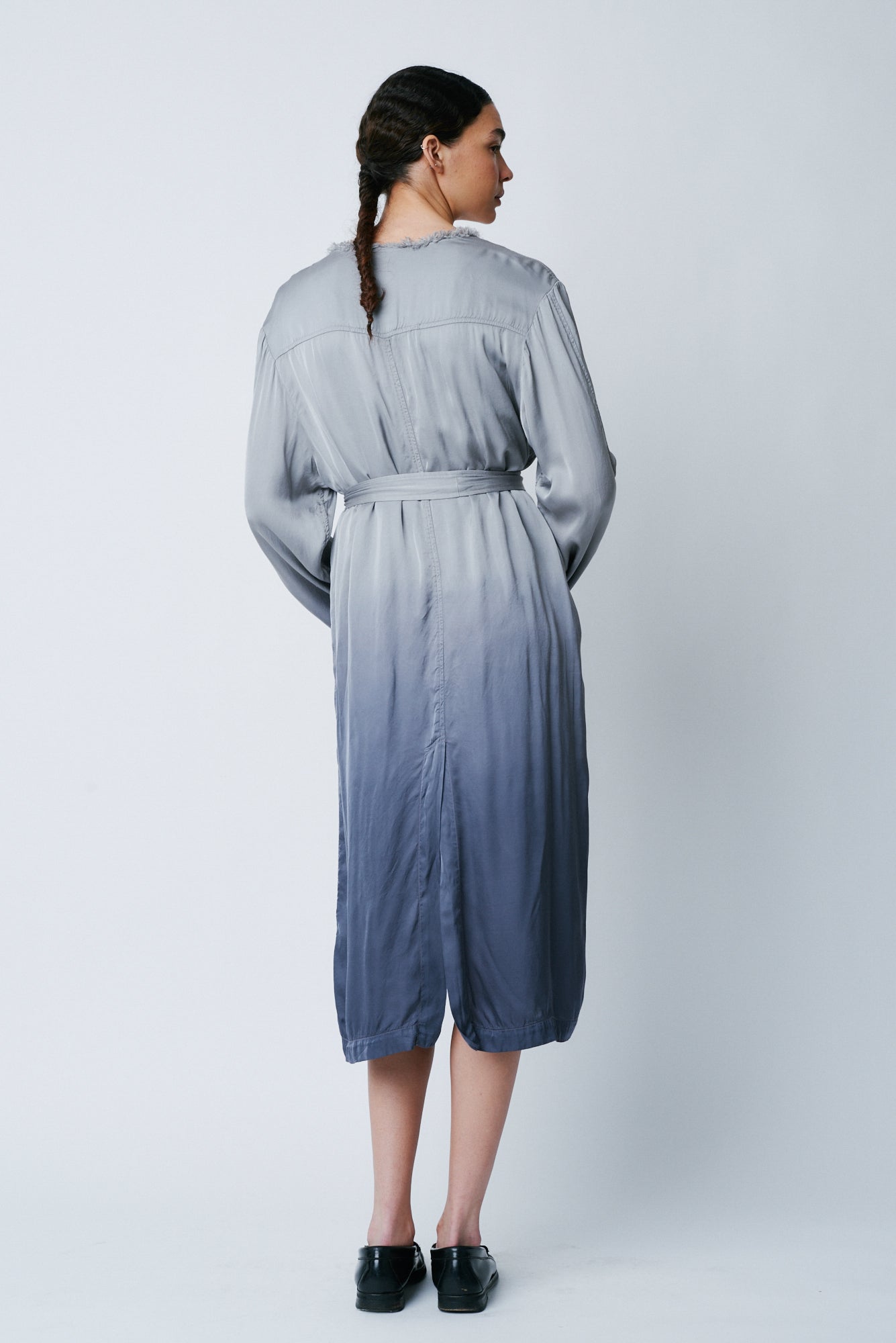 Silver Dip Dye Matte Satin Belted Trench RA-JACKET/COAT ARCHIVE-PREFALL'22   