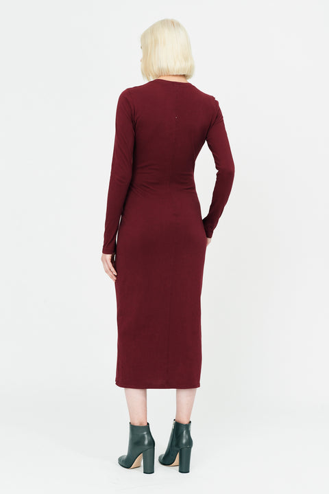 Sienna Classic Jersey Fitted Long Sleeve Dress Full Back View   View 2 