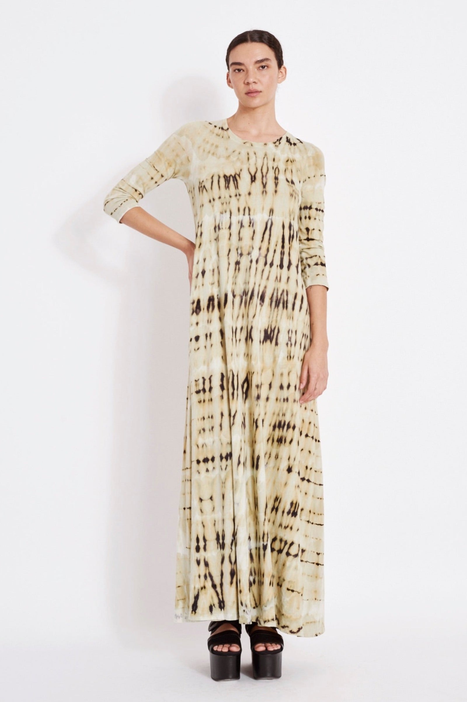 Mirage Tie Dye Classic Jersey Drama Maxi Dress Full Front View