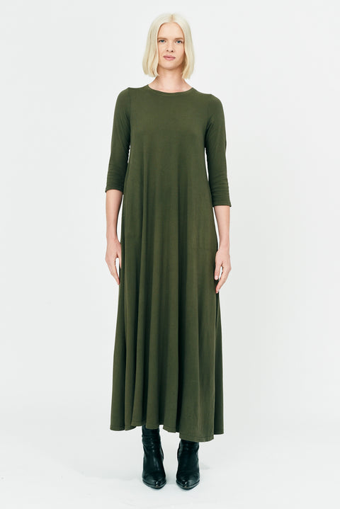 Sage Brush Classic Jersey Drama Maxi Dress Full Front View   View 3 