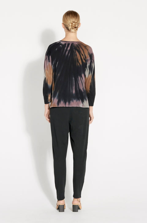 Black Fireworks Tie Dye Classic Jersey Simone Sleeve Top Full Back View   View 3 