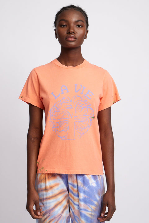 Coral "La Vie" Classic Fitted T-Shirt   View 1 