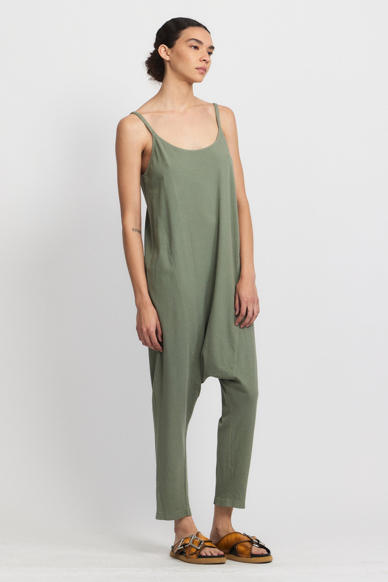 Sage Classic Jersey Drop Rise Romper Full Side View