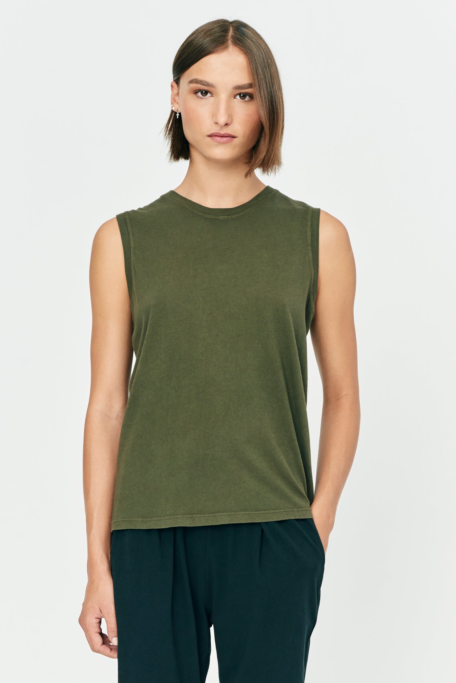 Sage Brush Classic Jersey Fitted Muscle Tee Front Close-Up View