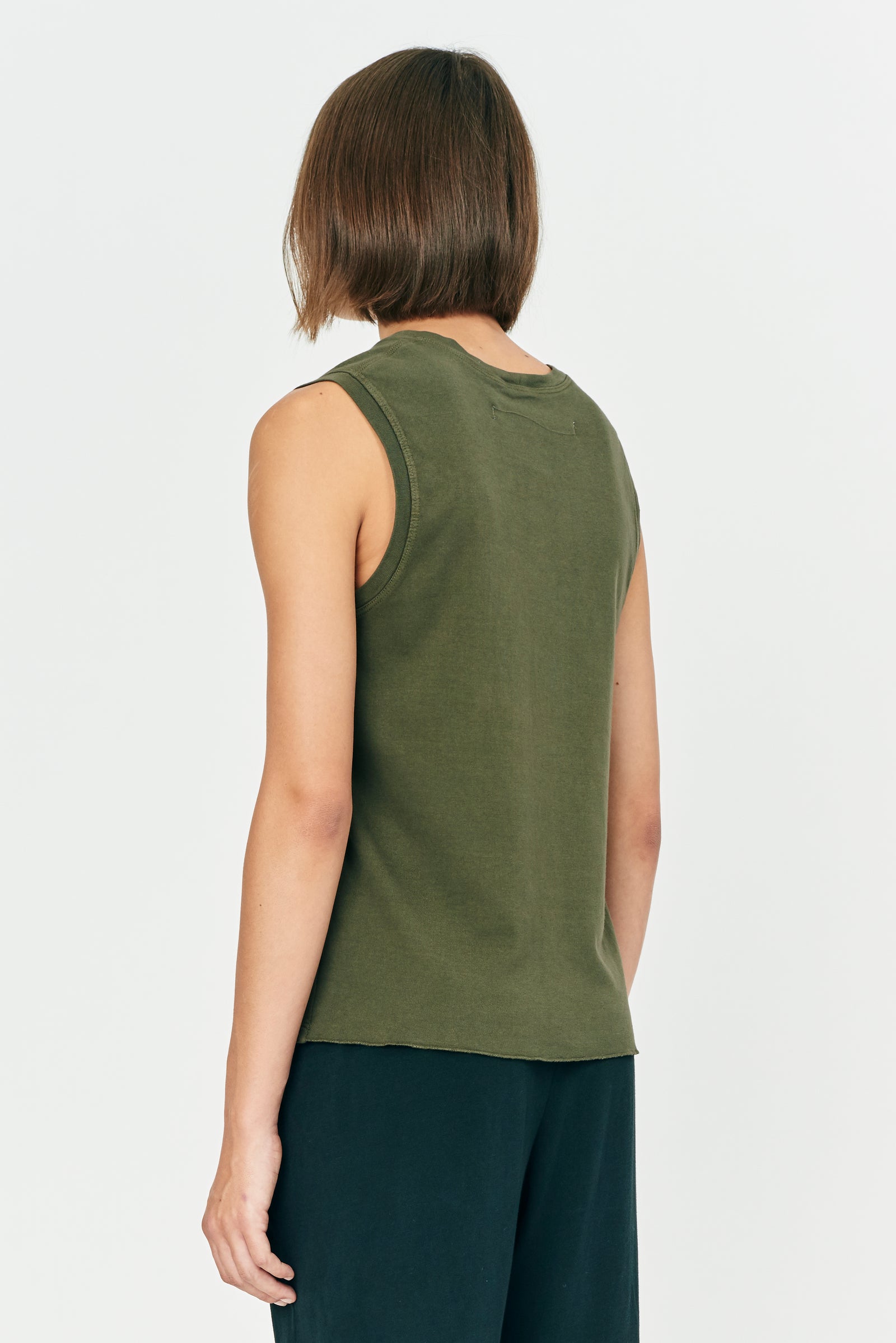 Sage Brush Classic Jersey Fitted Muscle Tee Back Close-Up View