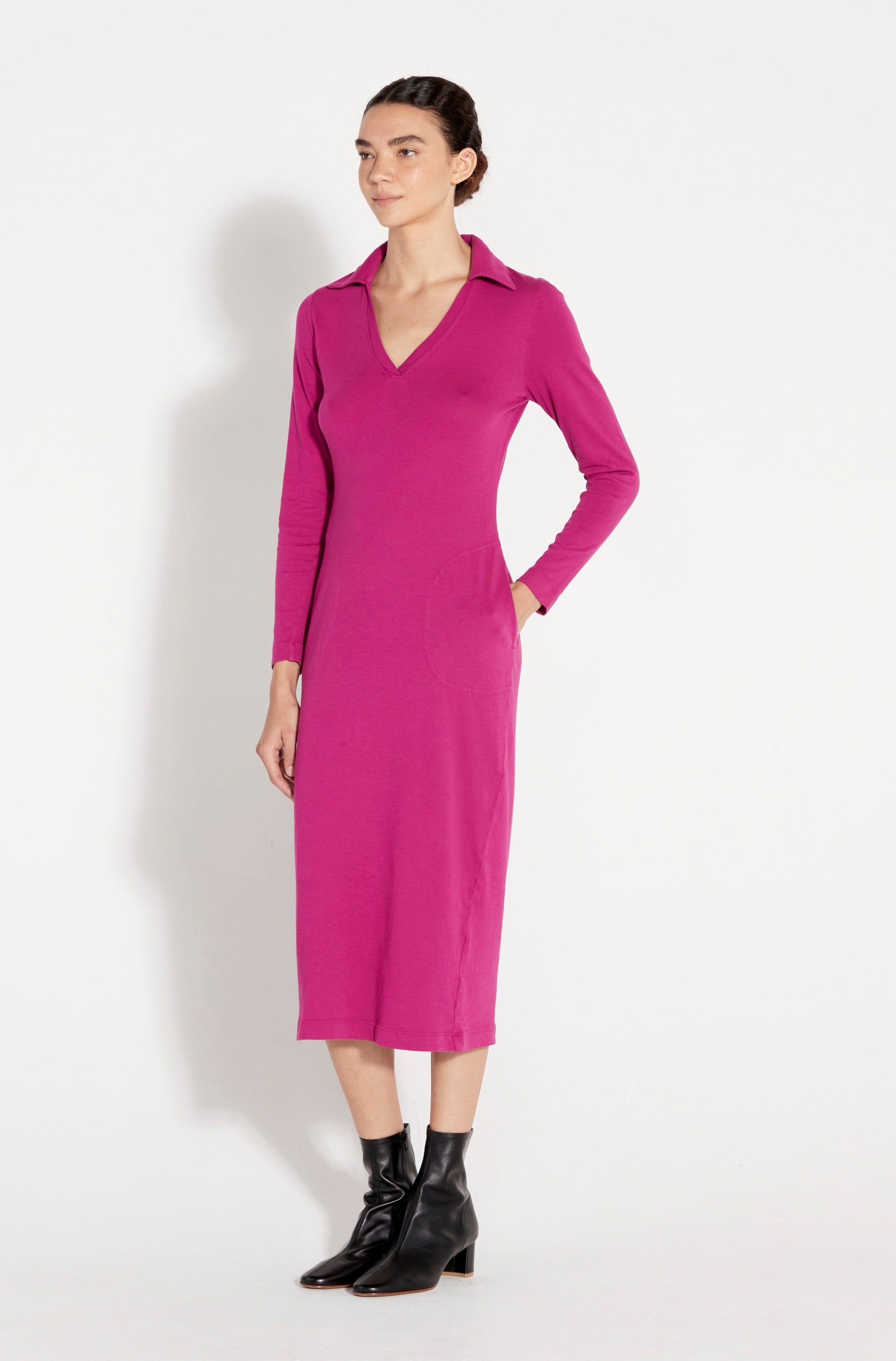 Dhalia Classic Jersey Polo Dress Full Side View
