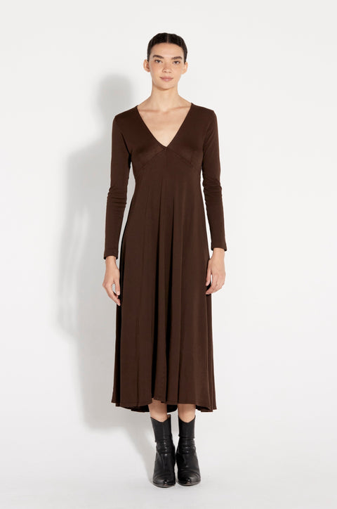 Dark Brown Classic Jersey Natalie Dress Full Front View   View 1 