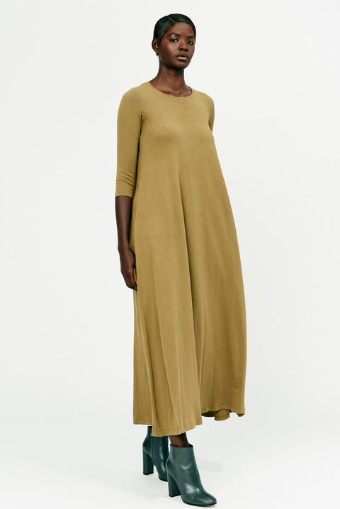 Tobacco Classic Jersey Drama Maxi Dress Full Side View   View 3 