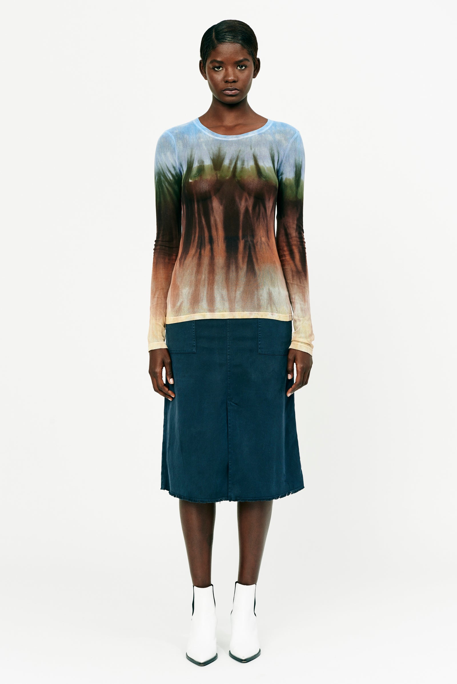 Landscape Tie Dye Cotton Mesh Long Sleeve T shirt RA-TOP/JERSEY ARCHIVE-FALL1'22   