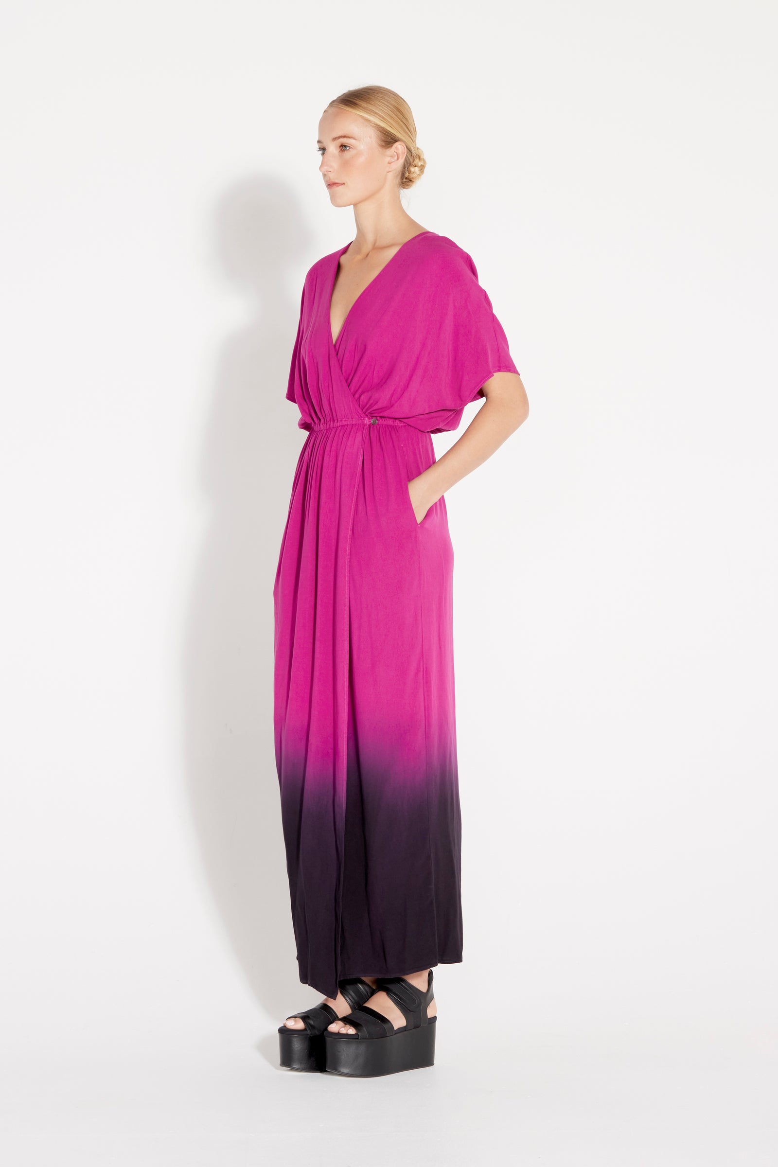 Dahlia Dip Dye Viscose Diane Dress Full Side View